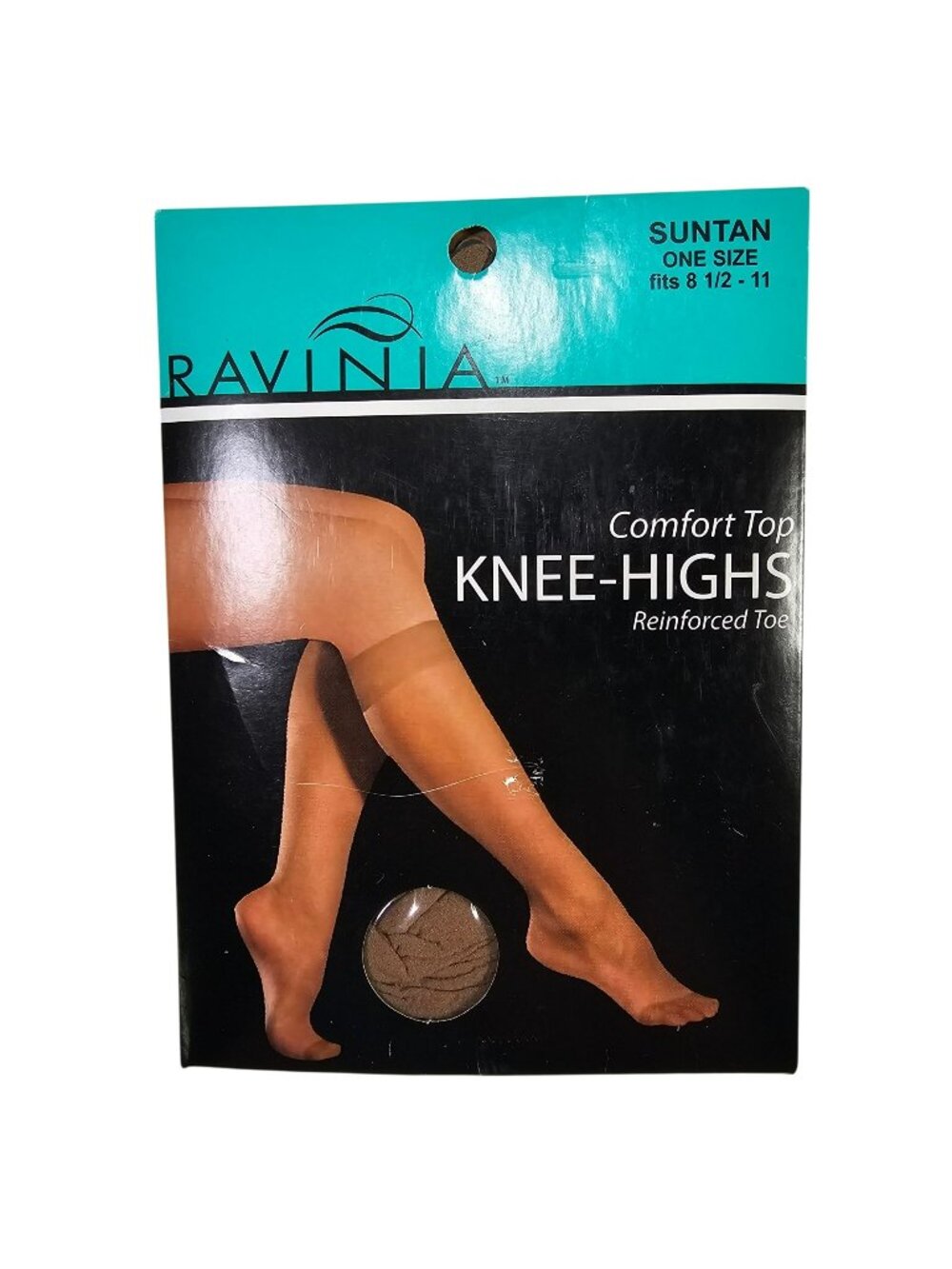 Ravinia Comfort Top Knee-Highs Nylon Stockings Suntan One Size Fits 8 1/2-11